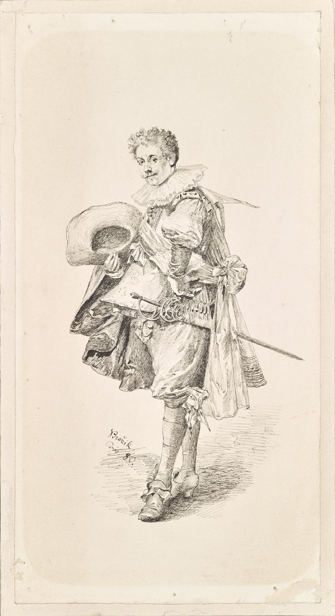 Cavalheiro em traje renascentista e roupão de Vaclav Brozik