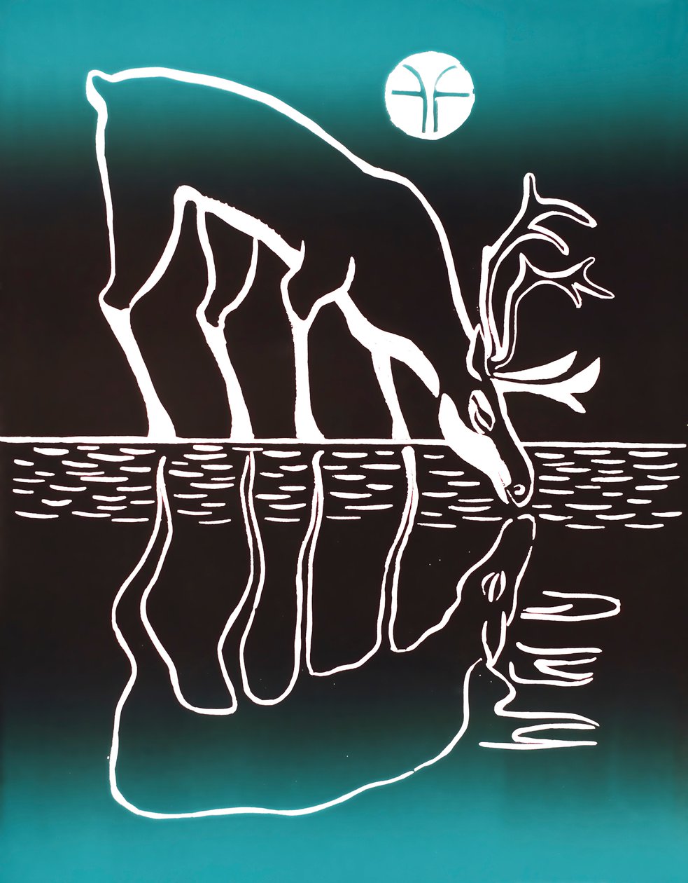 Drinking Caribou, 2018 (tinta sobre papel) de Vadym Vaskovsky