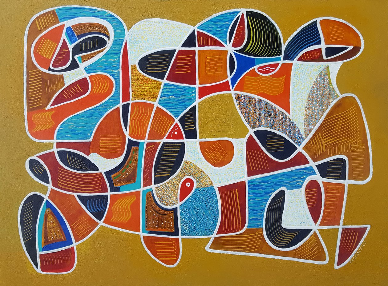 Peixe na onda, 2017 (acrílico sobre tela) de Vadym Vaskovsky