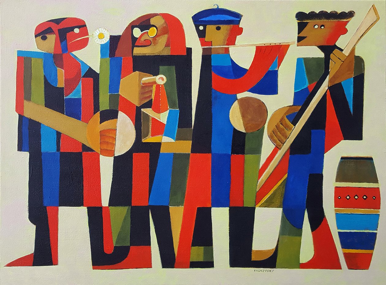 Quatro Músicos, 2017 (acrílico sobre tela) de Vadym Vaskovsky