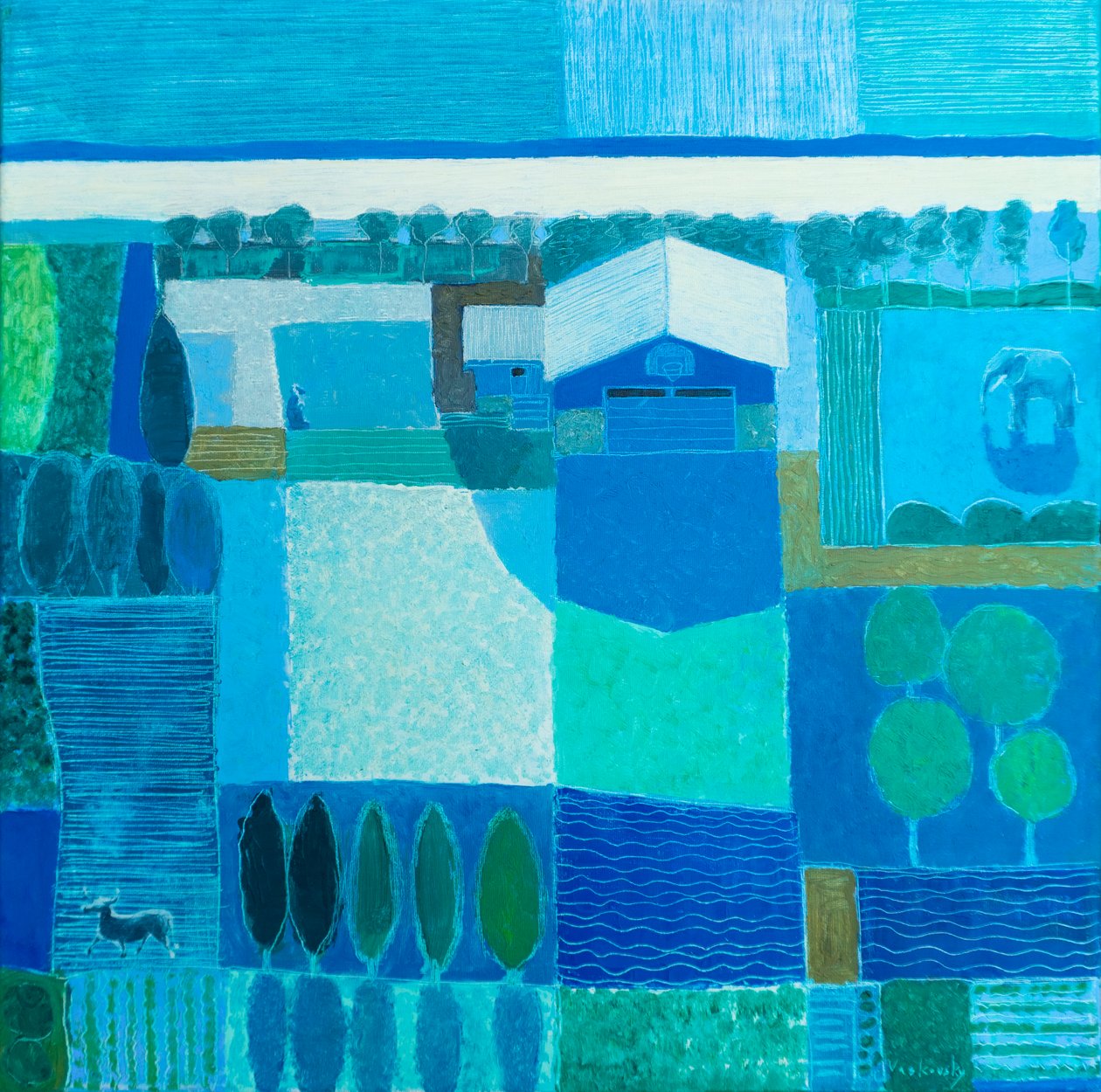 Jardim de esculturas, 2022 (óleo sobre tela) de Vadym Vaskovsky