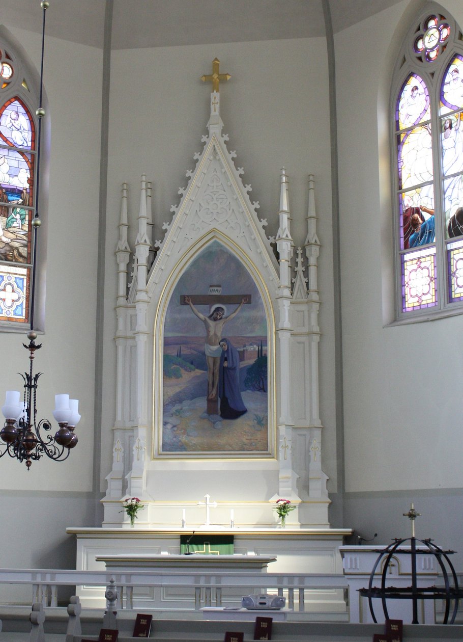 Cristo crucificado retábulo da igreja de Nurmes de Vaino Hamalainen