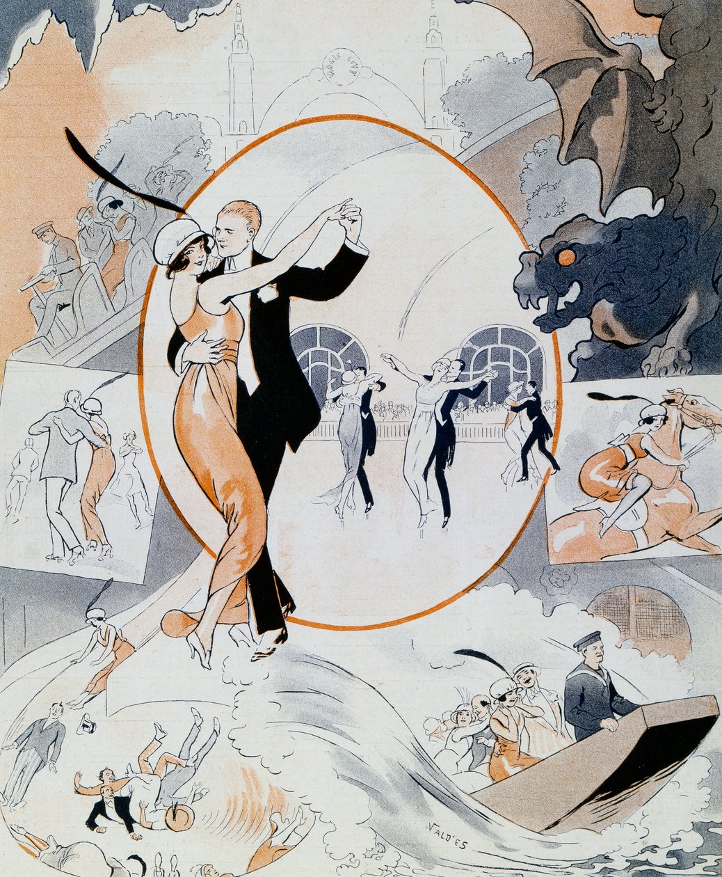 Cena de dança, da revista La Vie Parisienne, França de Vald