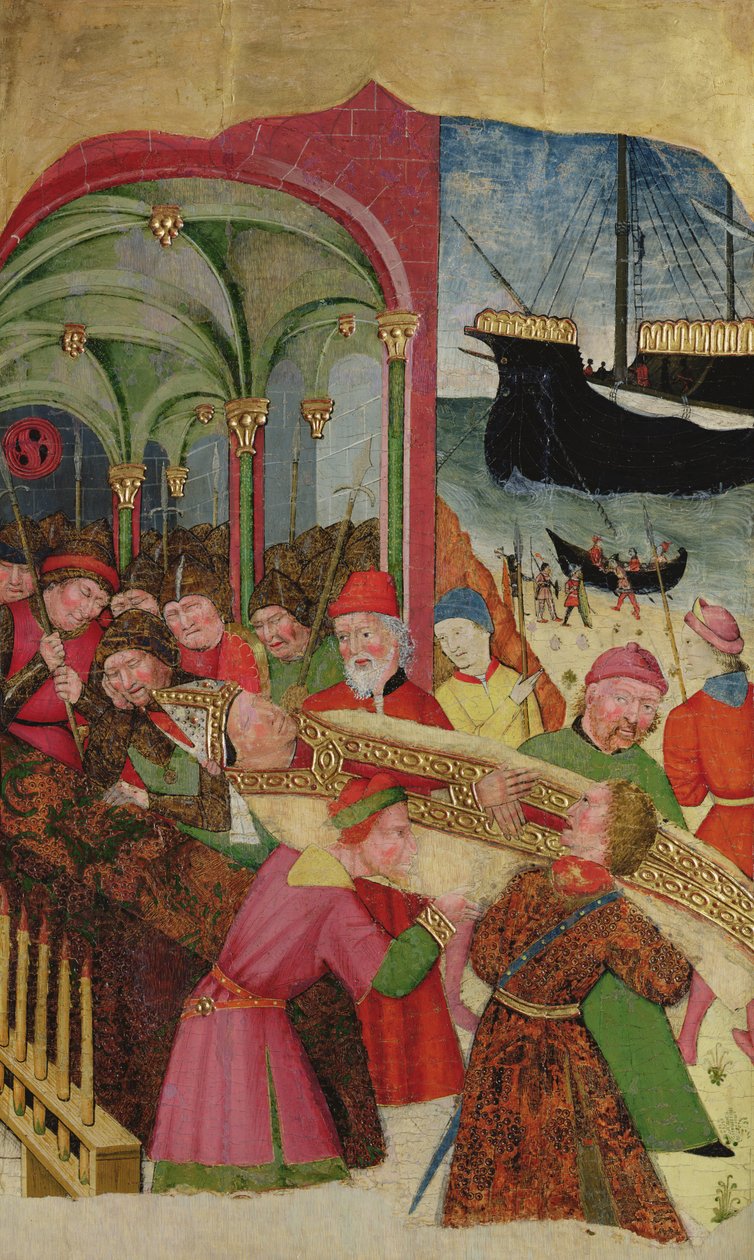 O enterro de um bispo (óleo e ouro no painel) de Valencian School