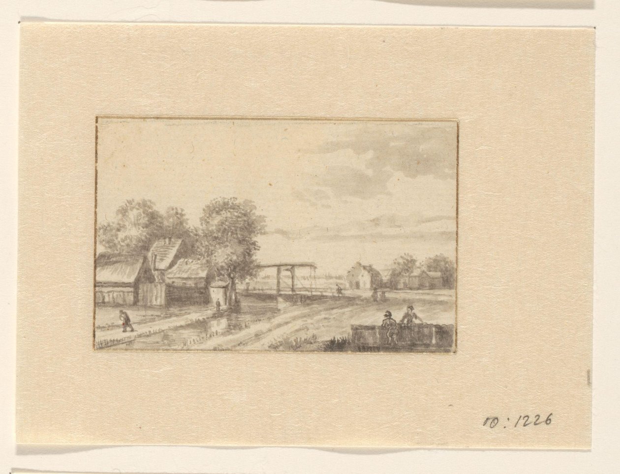 Paisagem com casas e uma ponte levadiça de Valentijn (possibly)