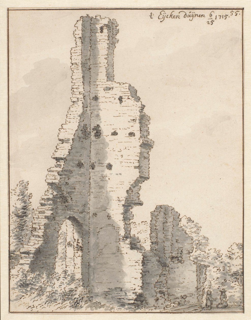 A ruína da Igreja de Eik en Duinen perto de Haia de Valentijn Klotz (attributed to)