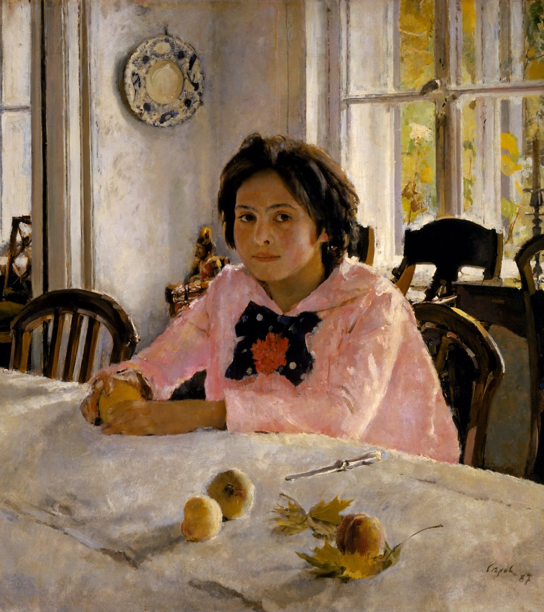 Menina, com, pêssegos de Valentin Aleksandrovich Serov