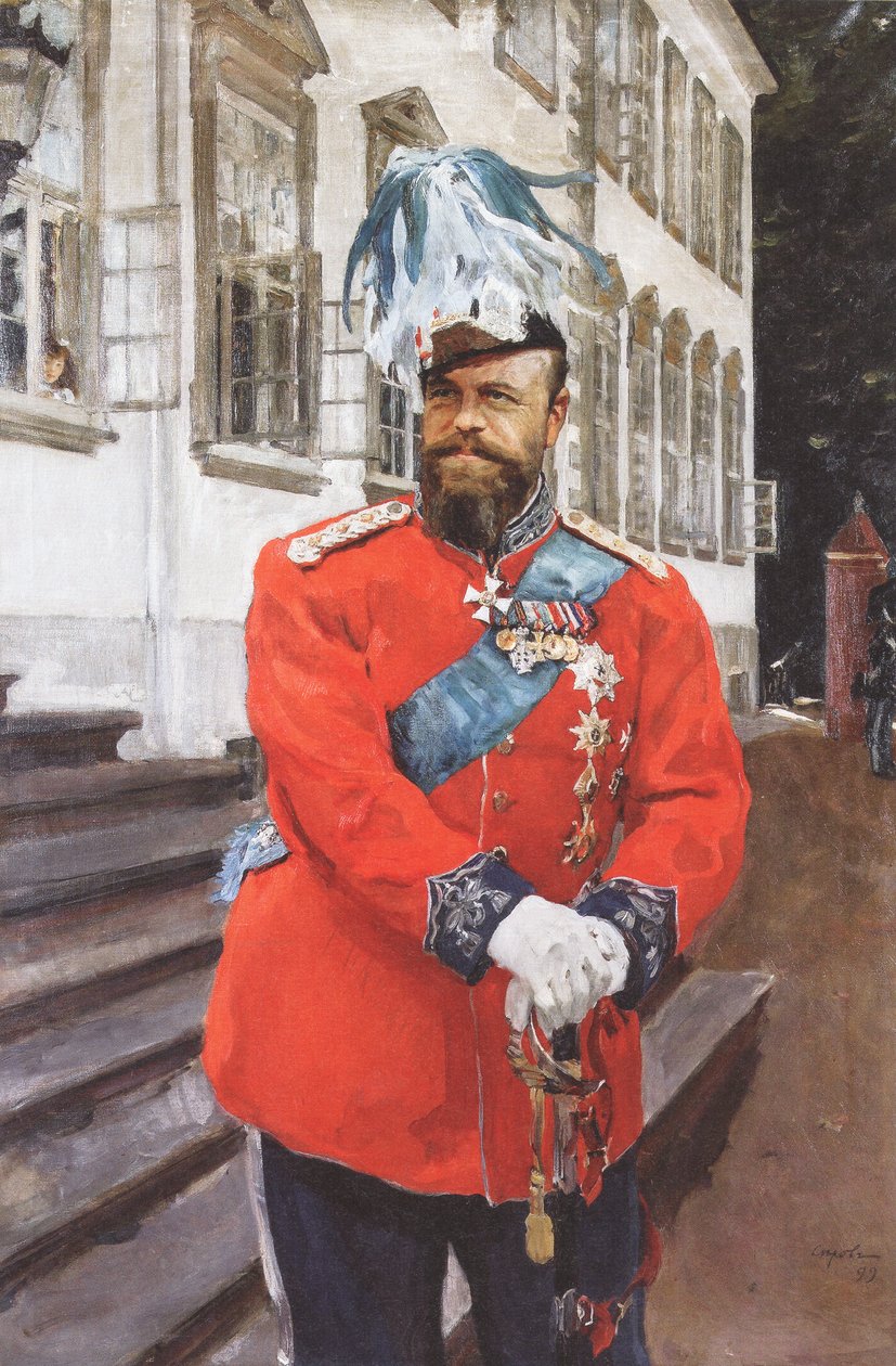 Alexander III no uniforme de guarda real dinamarquês de Valentin Aleksandrovich Serov