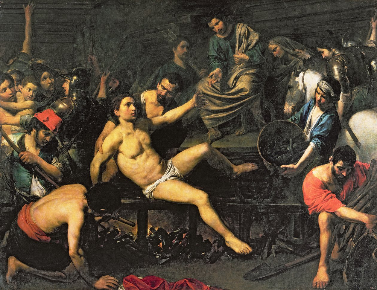 O martírio de São Lourenço, c.162122 de Valentin de Boulogne