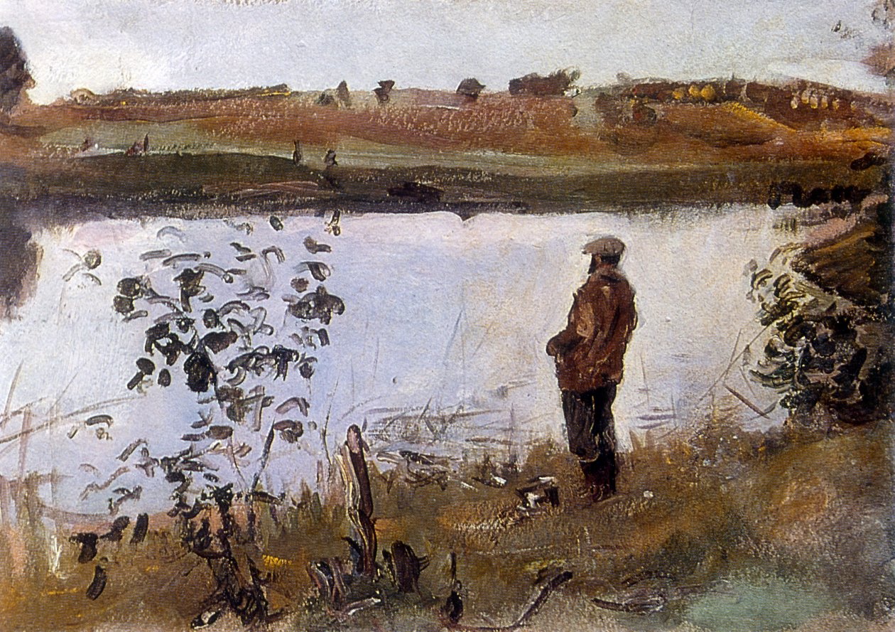 O artista Konstantin Korovin na margem do rio de Valentin Aleksandrovich Serov