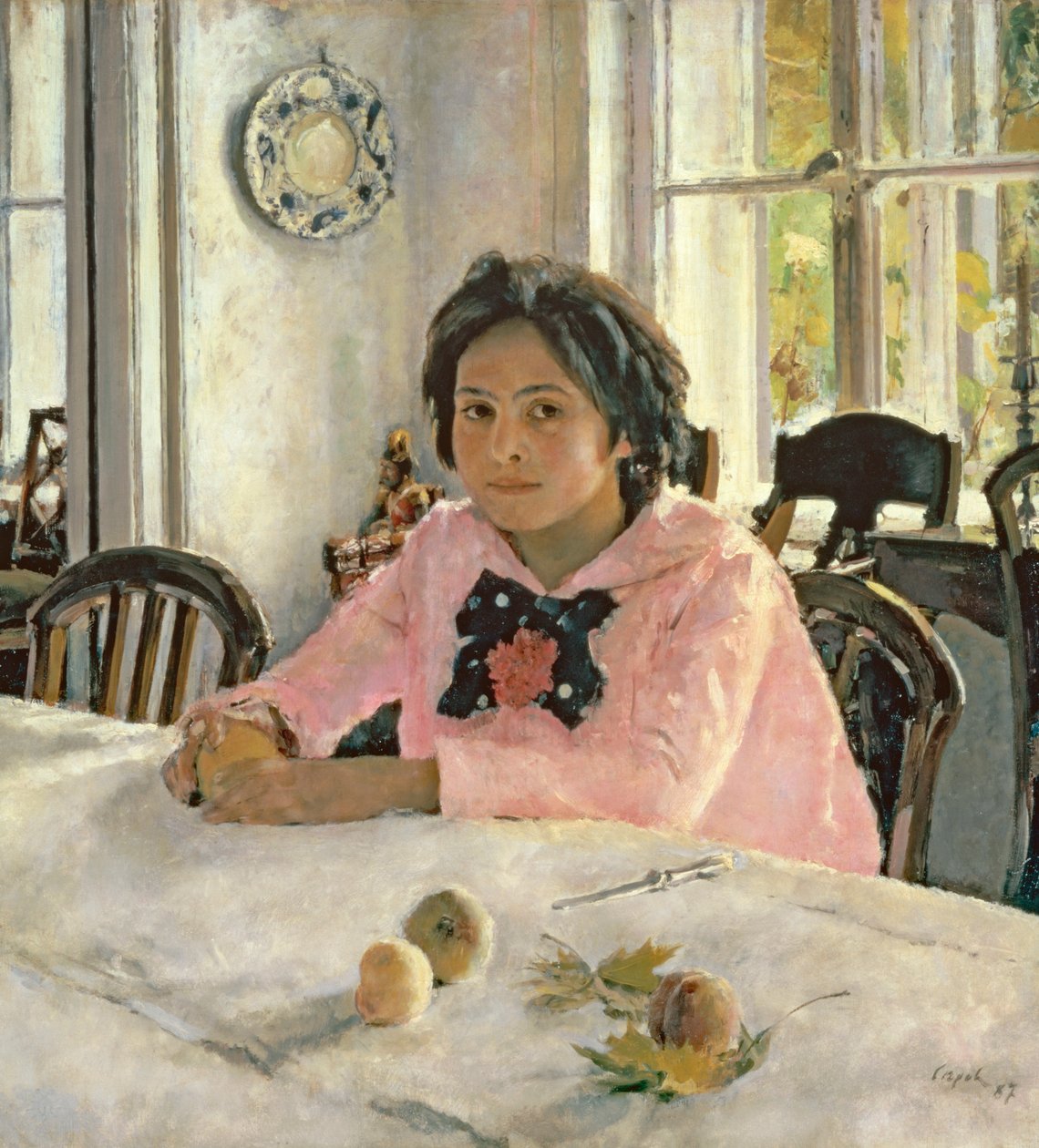 Menina com pêssegos de Valentin Aleksandrovich Serov