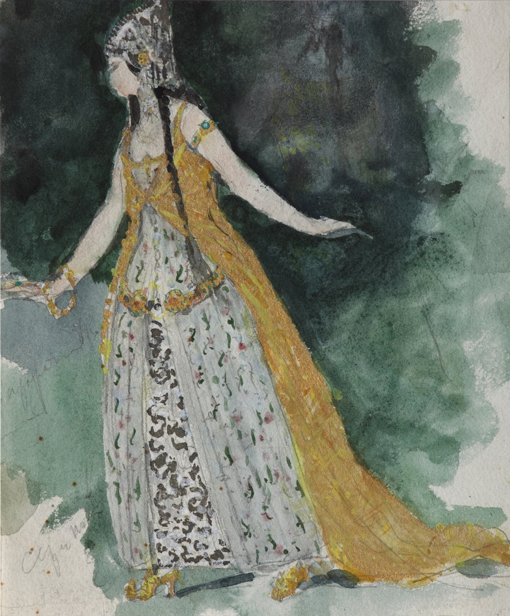 Lyudmila. Figurino da ópera Ruslan e Lyudmila de M. Glinka de Valentin Aleksandrovich Serov
