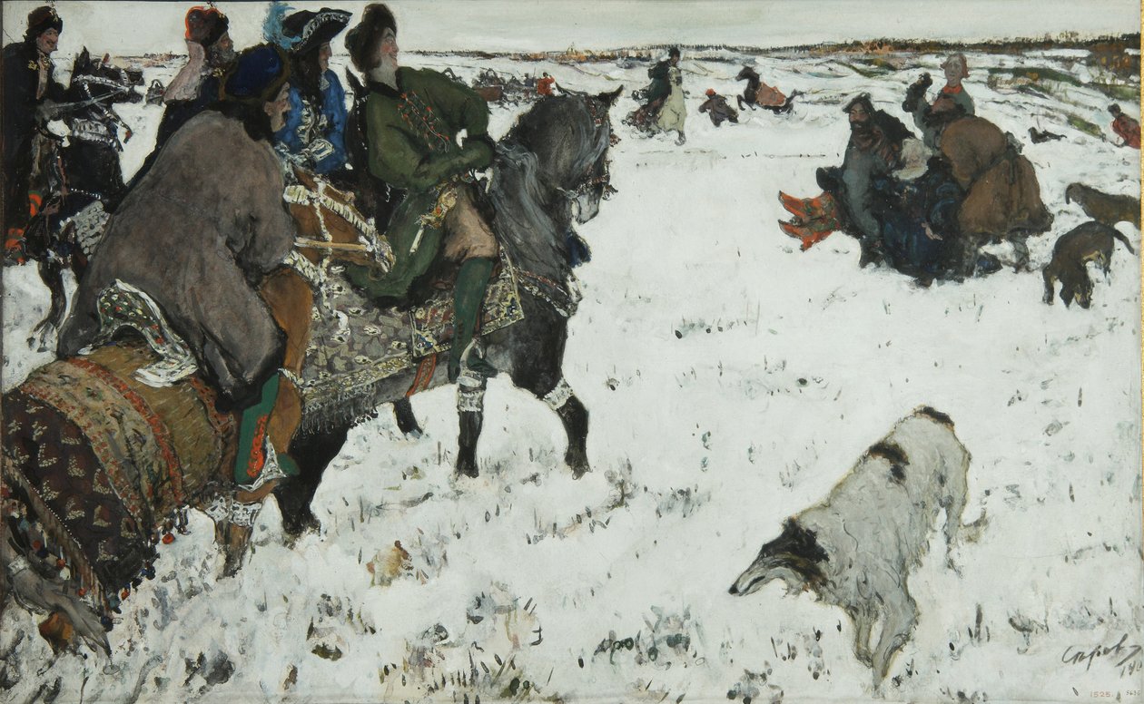 Pedro I na caça, 1902 de Valentin Aleksandrovich Serov