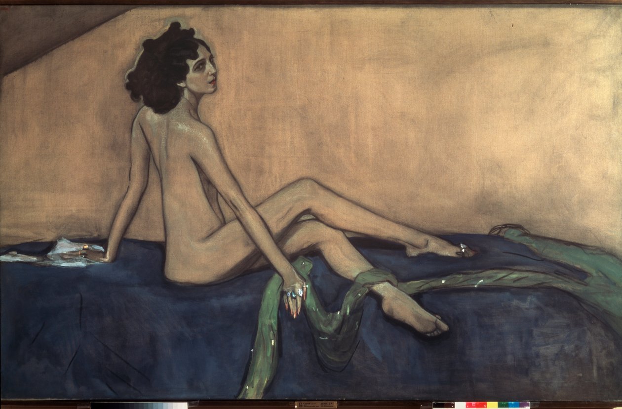 Retrato da bailarina Ida Rubinstein (1885-1960). Obra de Valentin Alexandrovich Serov (1865-1911), têmpera e giz preto sobre tela de Valentin Aleksandrovich Serov