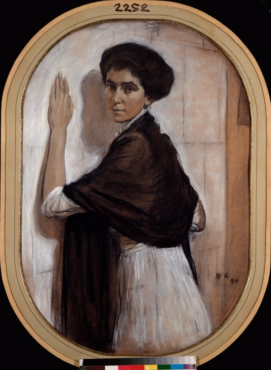 Retrato da Condessa Sofia Olsufyeva. Obra de Valentin Alexandrovich Serov (1865-1911), pastel e sanguíneo sobre papelão de Valentin Aleksandrovich Serov