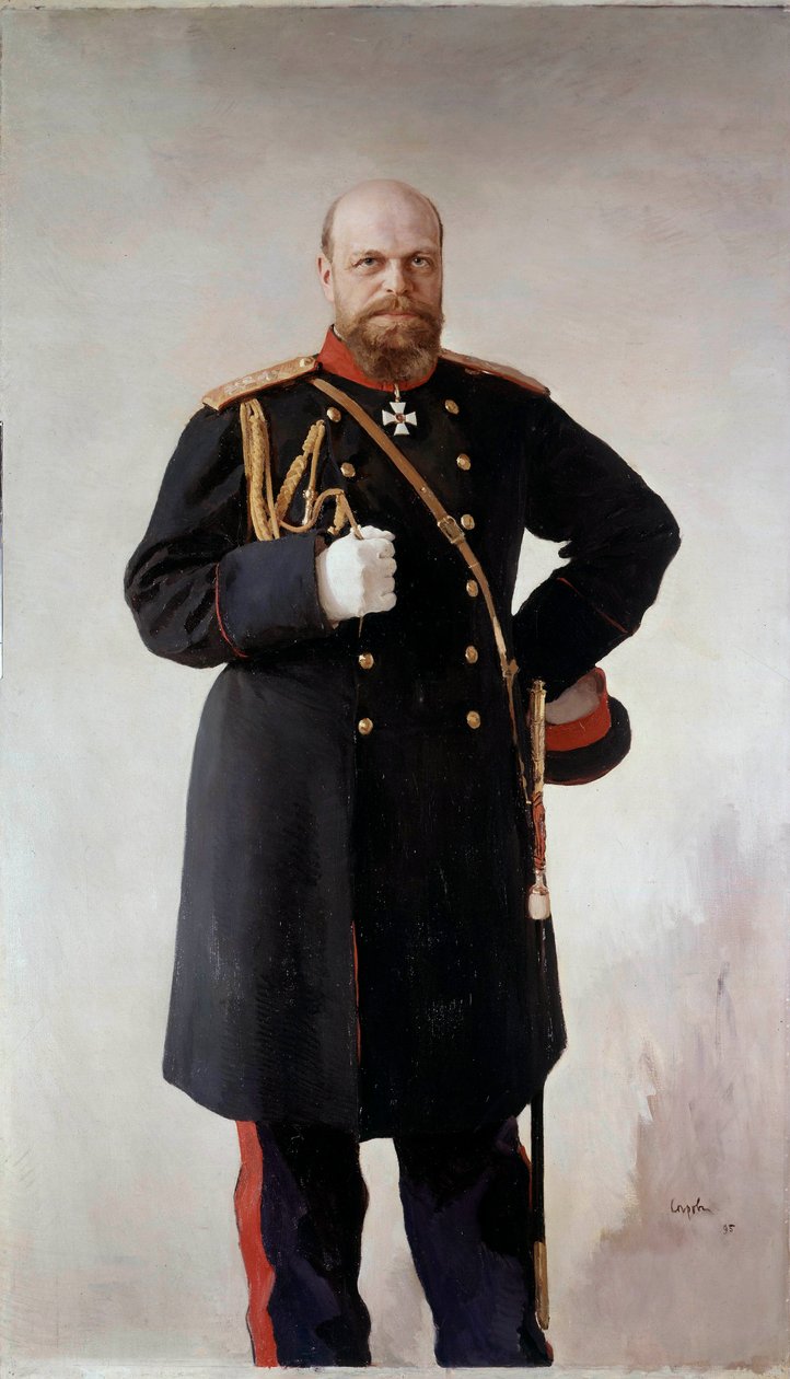 Retrato no pé de Alexandre III (1845-1895), Imperador da Rússia Pintura de Valentin Serov (1865-1911) 1895 São Petersburgo. Chateau De Peterhof - Retrato completo de Alexandre III (1845-1895), Imperador da Rússia. Pintura de Valentin Serov (1865-1911) de Valentin Aleksandrovich Serov