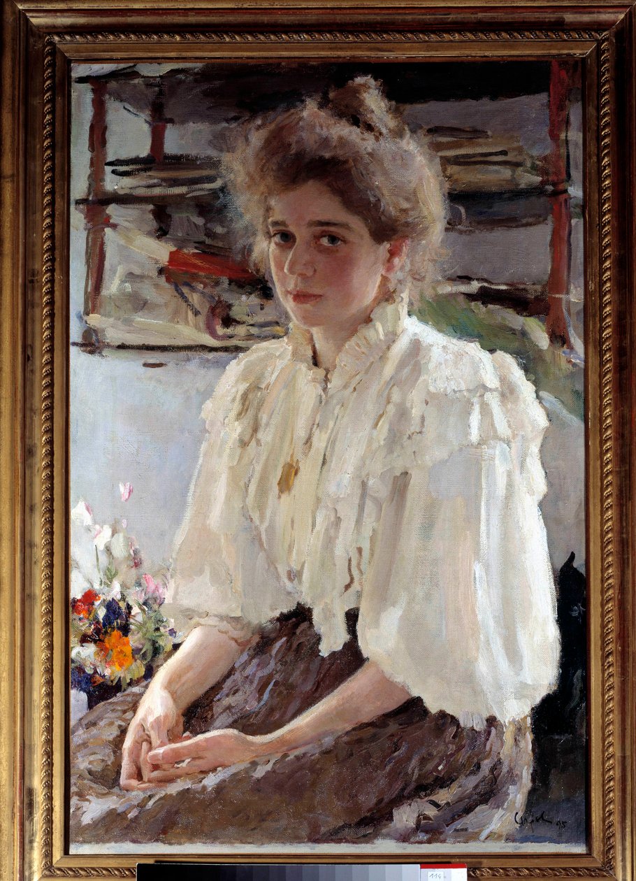Retrato de Madame Lwoff (1864-1955), nascida Maria Yakovlena Simonovich, prima do artista de Valentin Aleksandrovich Serov