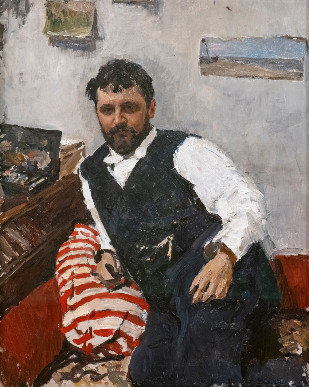 Retrato do pintor Konstantin Korovin de Valentin Aleksandrovich Serov