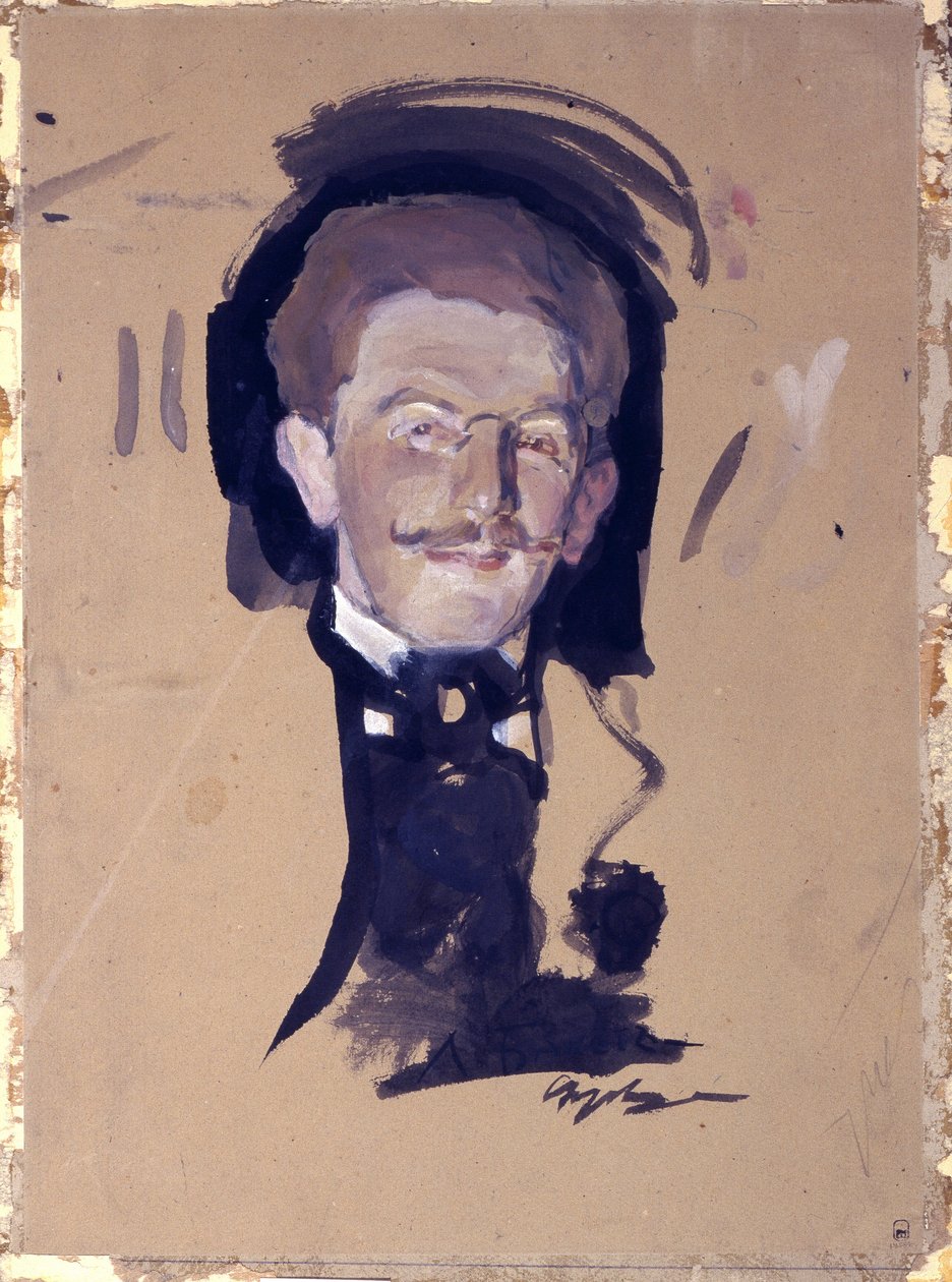 Retrato do artista Leon Bakst (Lev Rosenberg de Valentin Aleksandrovich Serov