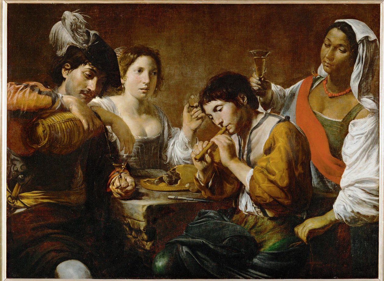 Reunion dans un cabaret - Companhia numa taberna ... de Valentin de Boulogne