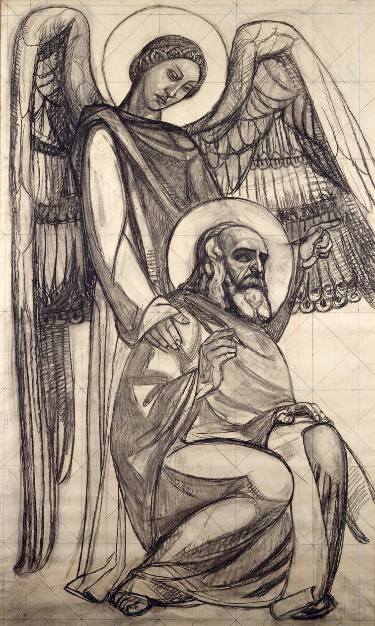 São João e o Anjo, 1925 (carvão e lápis sobre papel) de Valentine Reyre