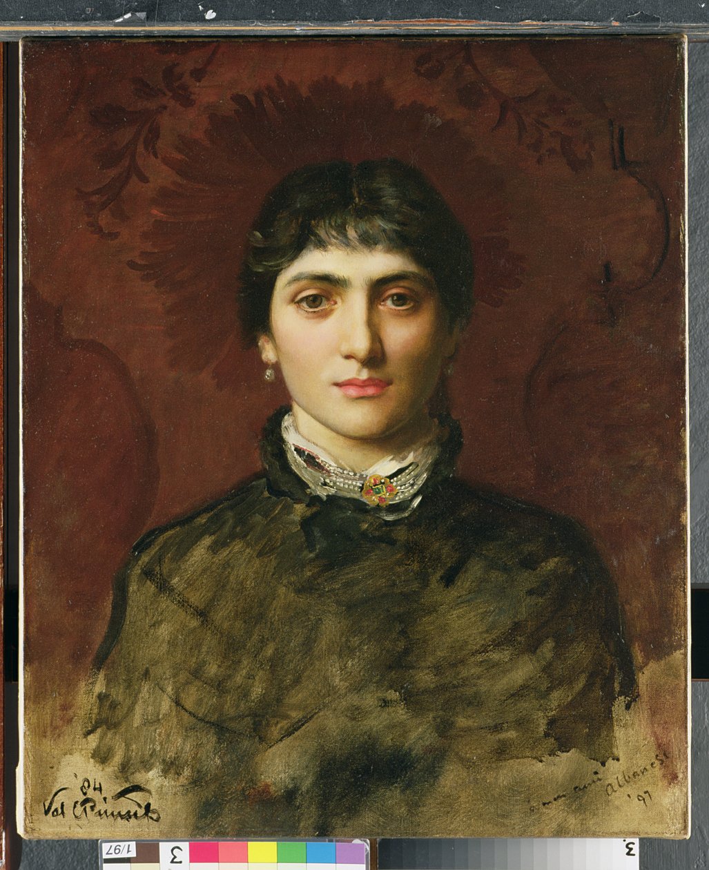 Retrato de uma mulher com cabelos escuros, 1884 de Valentine Cameron Prinsep