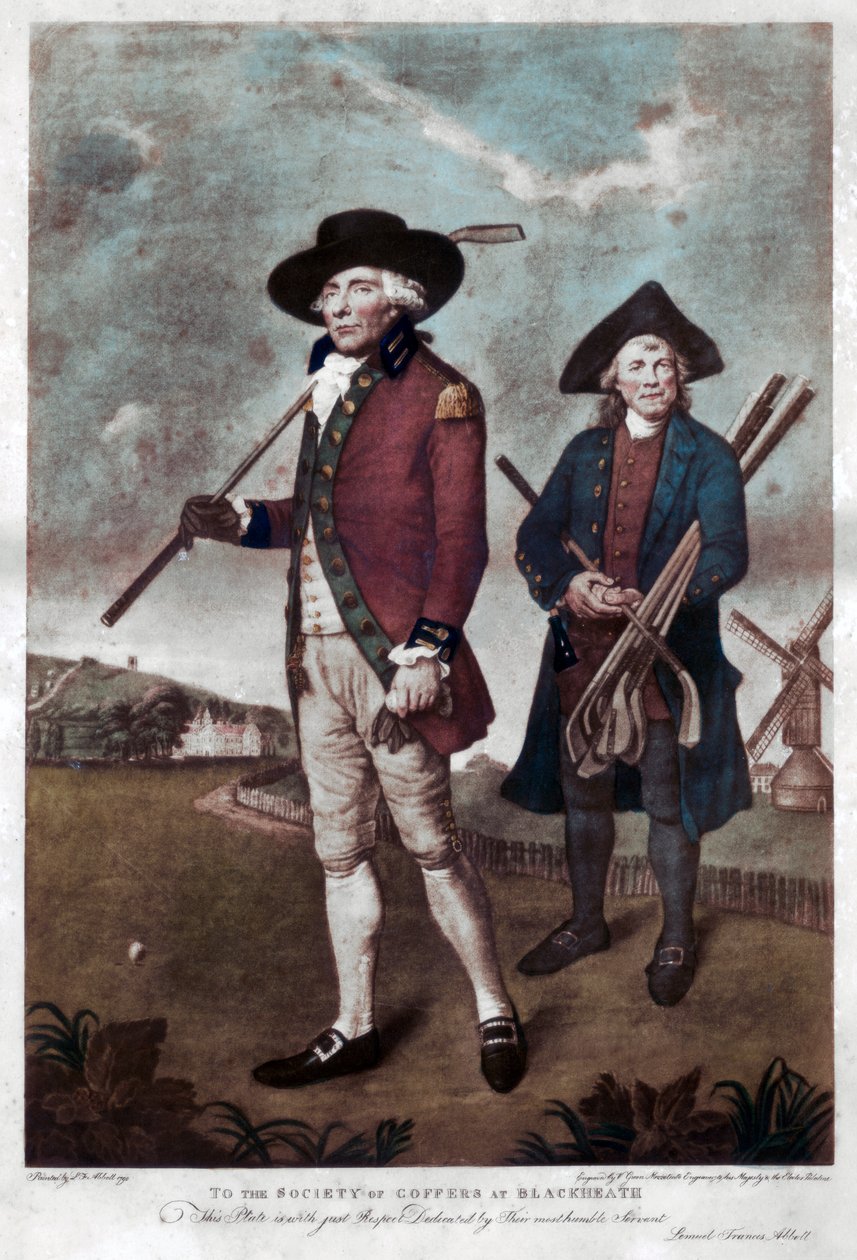Um jogador de golfe e seu caddie, c1770-c1810. de Valentine Green