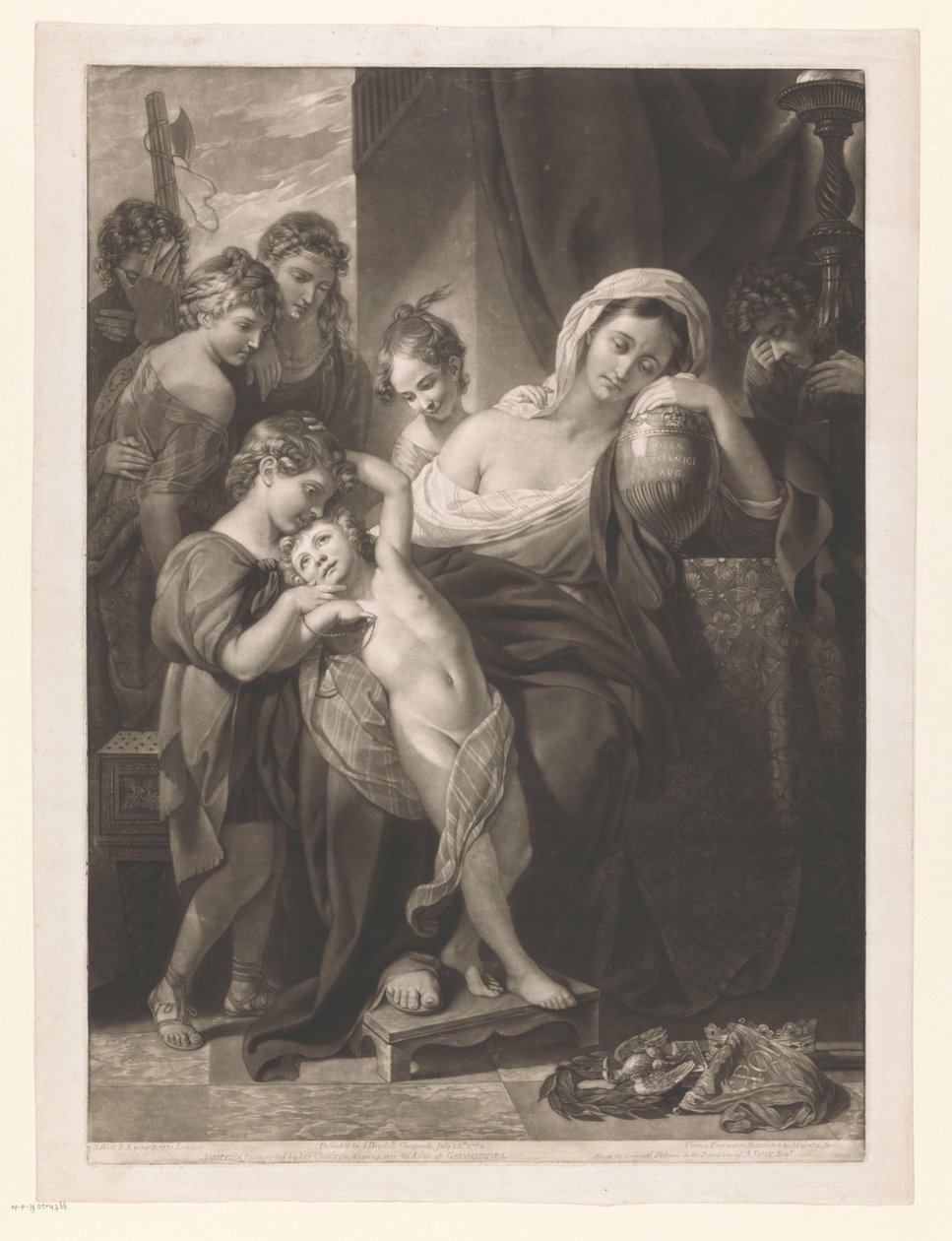 Agrippina de Oudere rouwend met de as van Germanicus
Agrippina, rodeada pelos seus filhos, a chorar sobre as Cinzas de Germannicus (título sobre o objecto) de Valentine Green