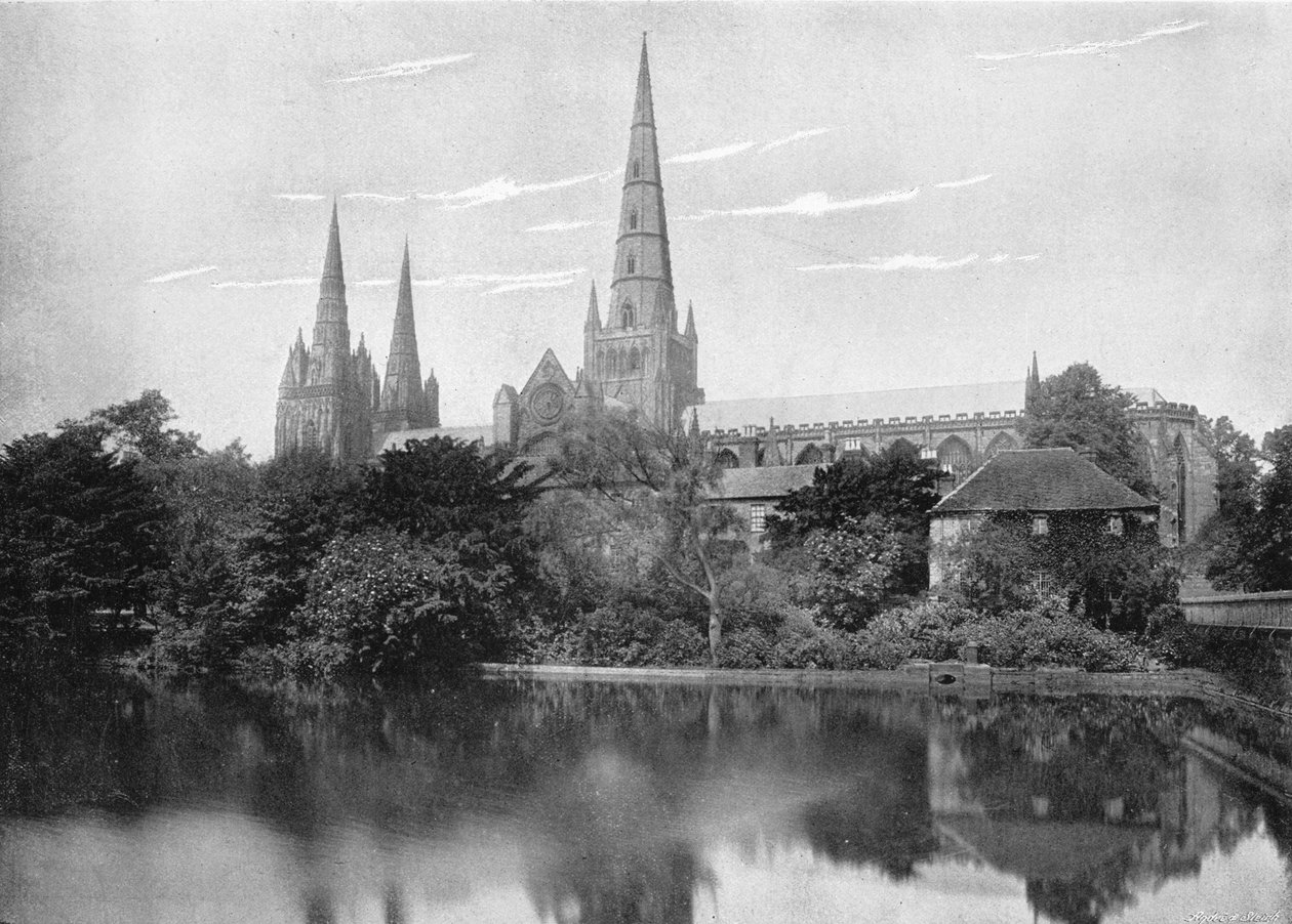 Catedral de Lichfield, c1896 de Valentine and Sons Ltd