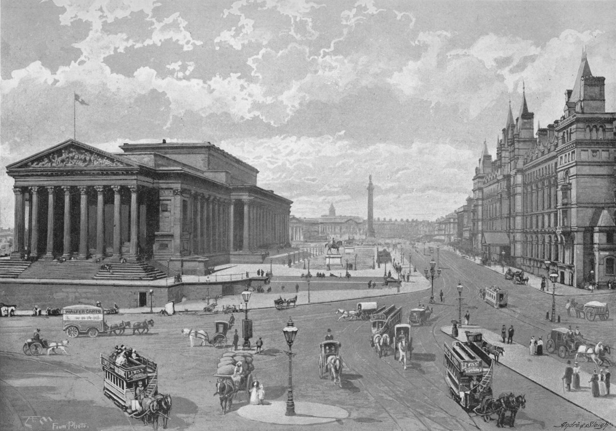 Liverpool: St. Georges Hall e Lime Street, c1896 de Valentine and Sons Ltd