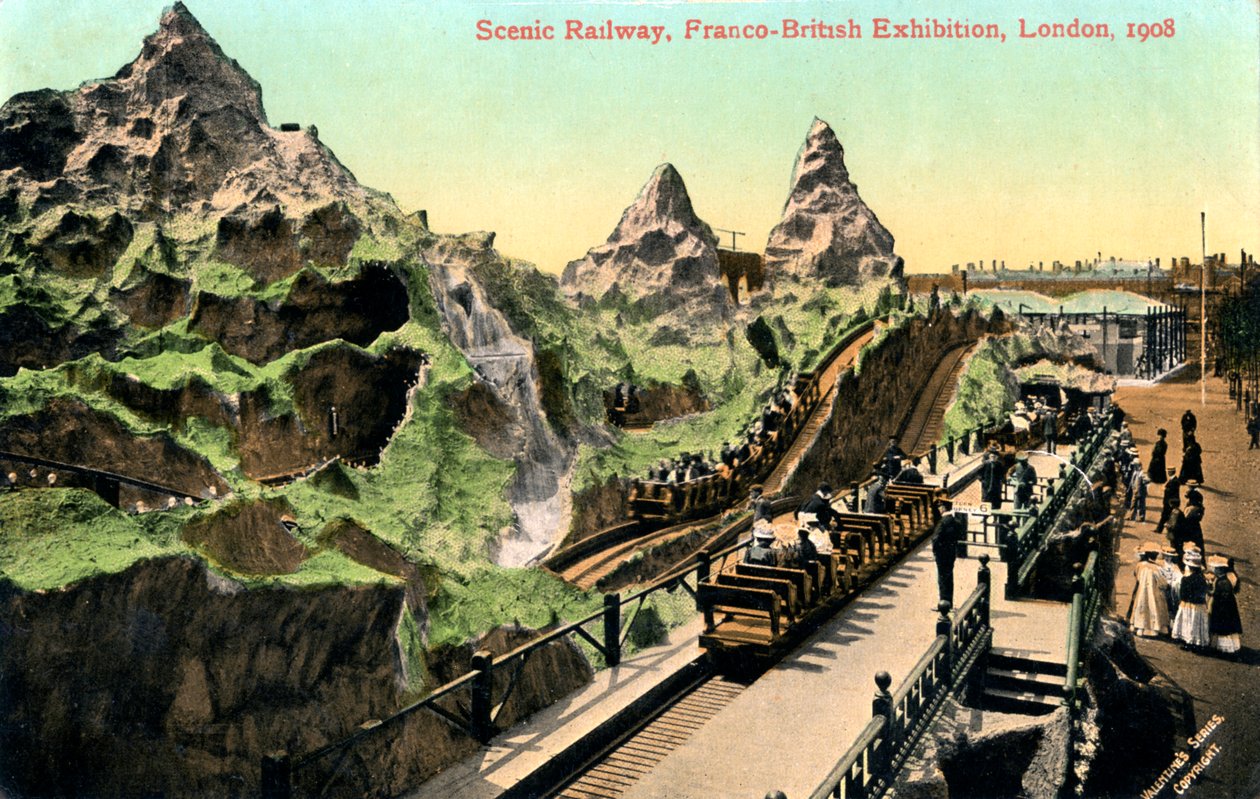Estrada de ferro cênica, exposição franco-britânica, Londres, 1908. de Valentine and Sons Ltd
