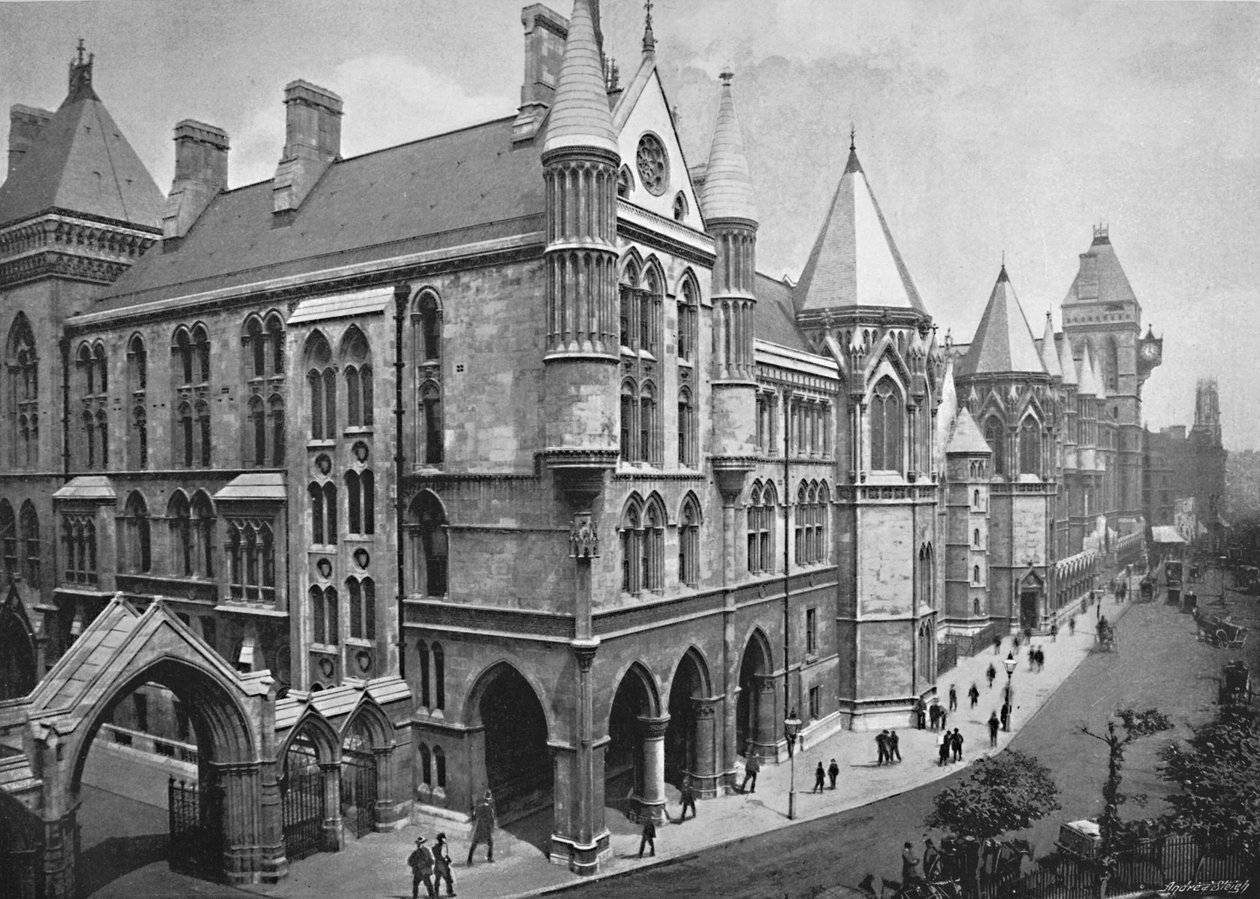 Os novos tribunais, Londres, c1896 de Valentine and Sons Ltd