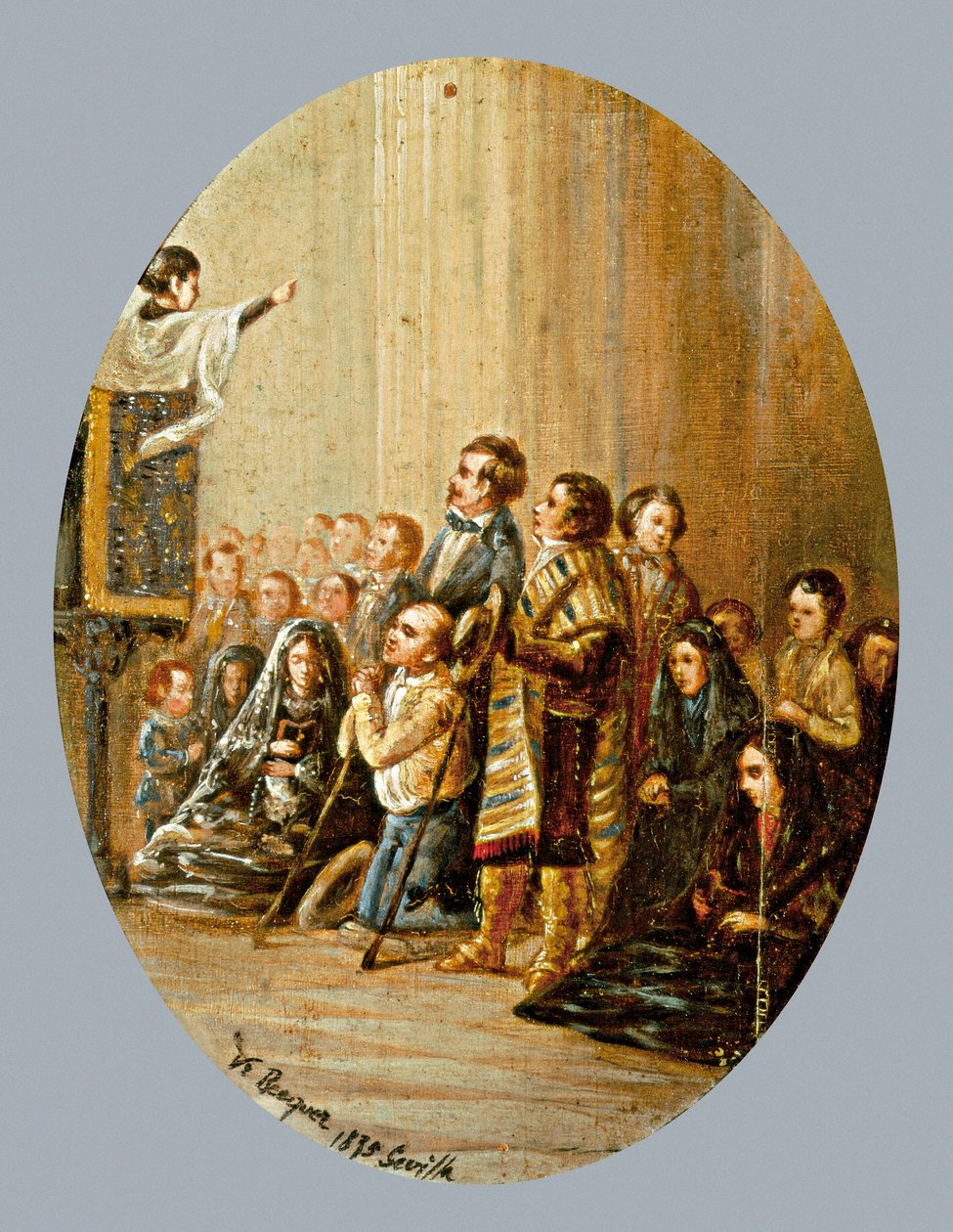 O sermão. Pintura de Valeriano DOMINGUEZ BECQUER (1834-1870). Óleo sobre madeira de Valeriano Domínguez Bécquer
