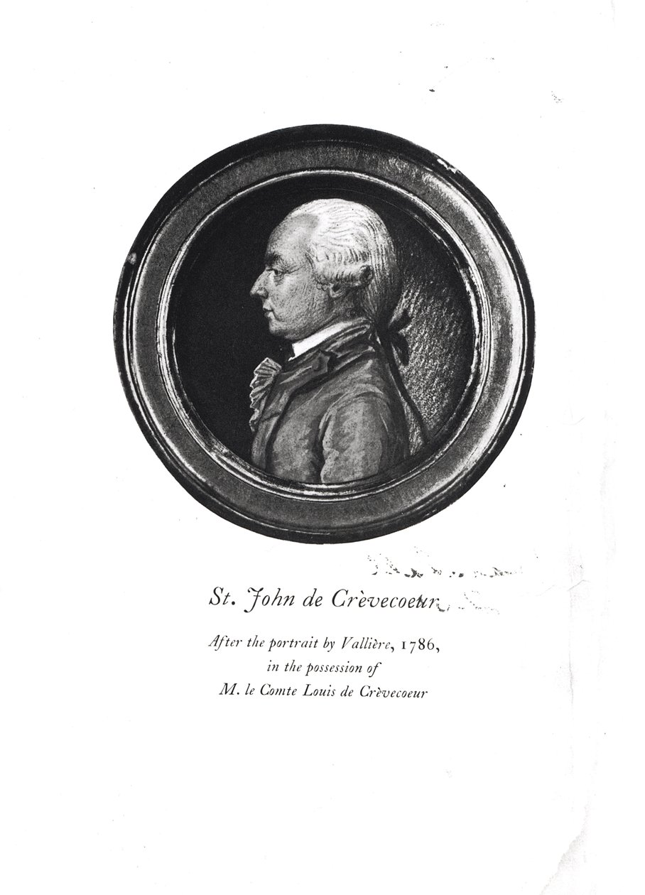 Michel-Guillaume-Jean de Crevecoeur (1735-1813) frontispício de seus &39;Esboços da América do século XVIII&39; de Valliere