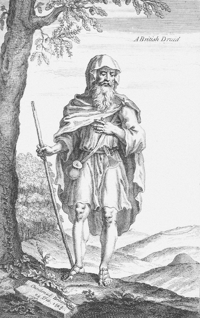 Um druida britânico de Stonehenge por William Stukeley, 1723 de Van Der Gucht
