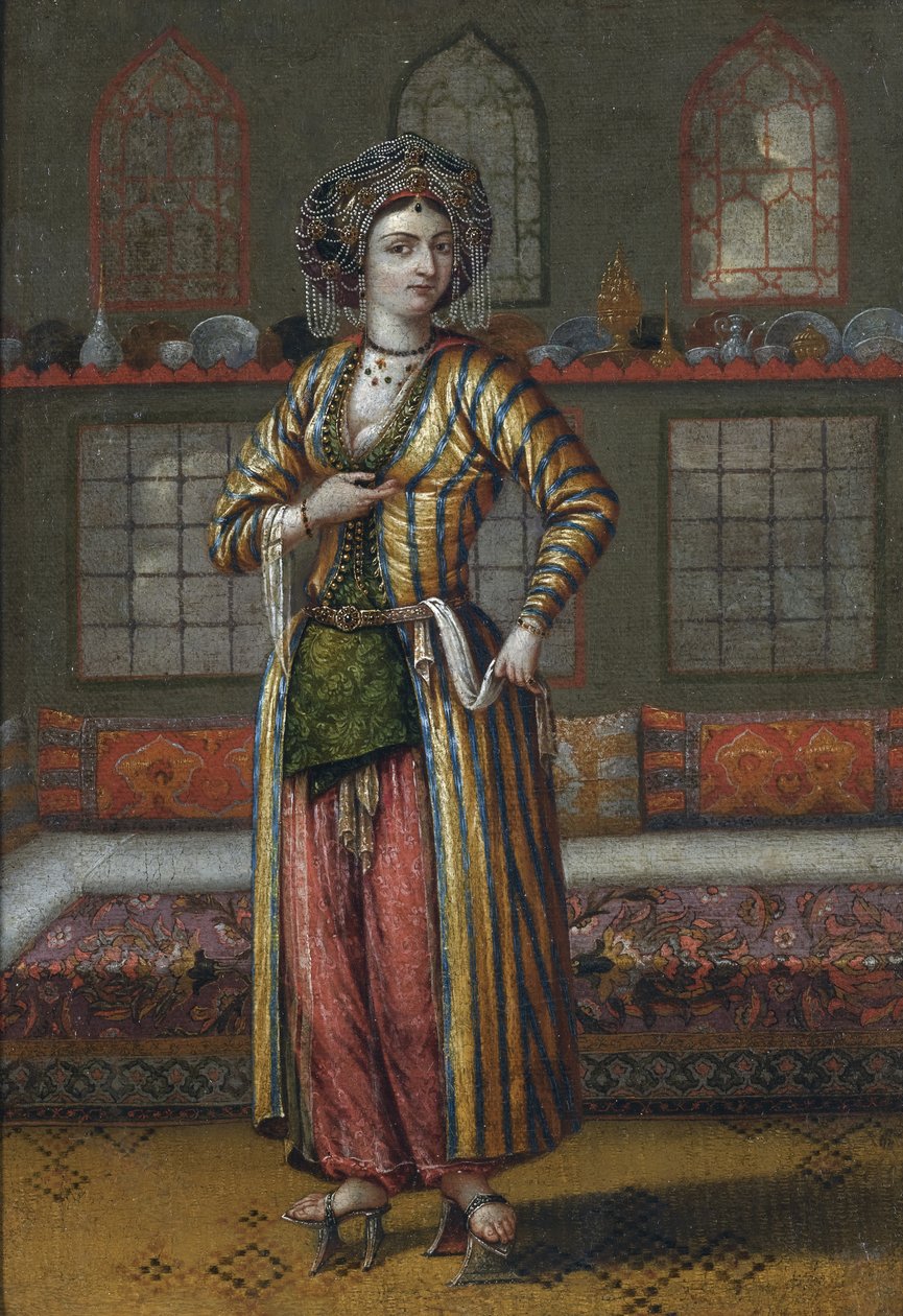 Uma nobre senhora de Constantinopla usando sapatos de banho turco de Vanmour