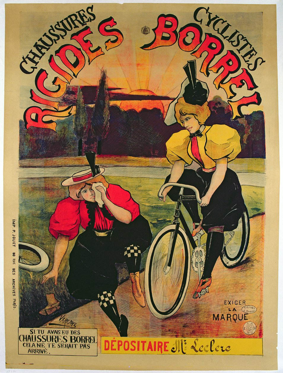 Poster publicidade Borrel sapatos para bicicletas, c.1900 de Varenne
