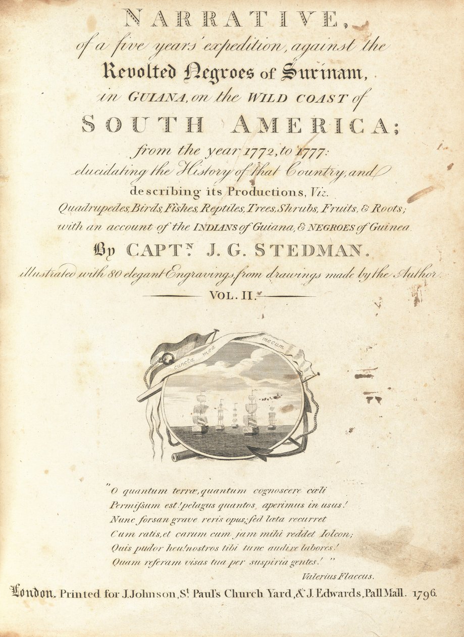 Narrativa, de uma Expedição de Cinco Anos, contra os Negros Revoltados do Suriname, na Guiana, na Costa Selvagem da América do Sul (volume II) de Various Artists, including William Blake, after John Gabriel Stedman