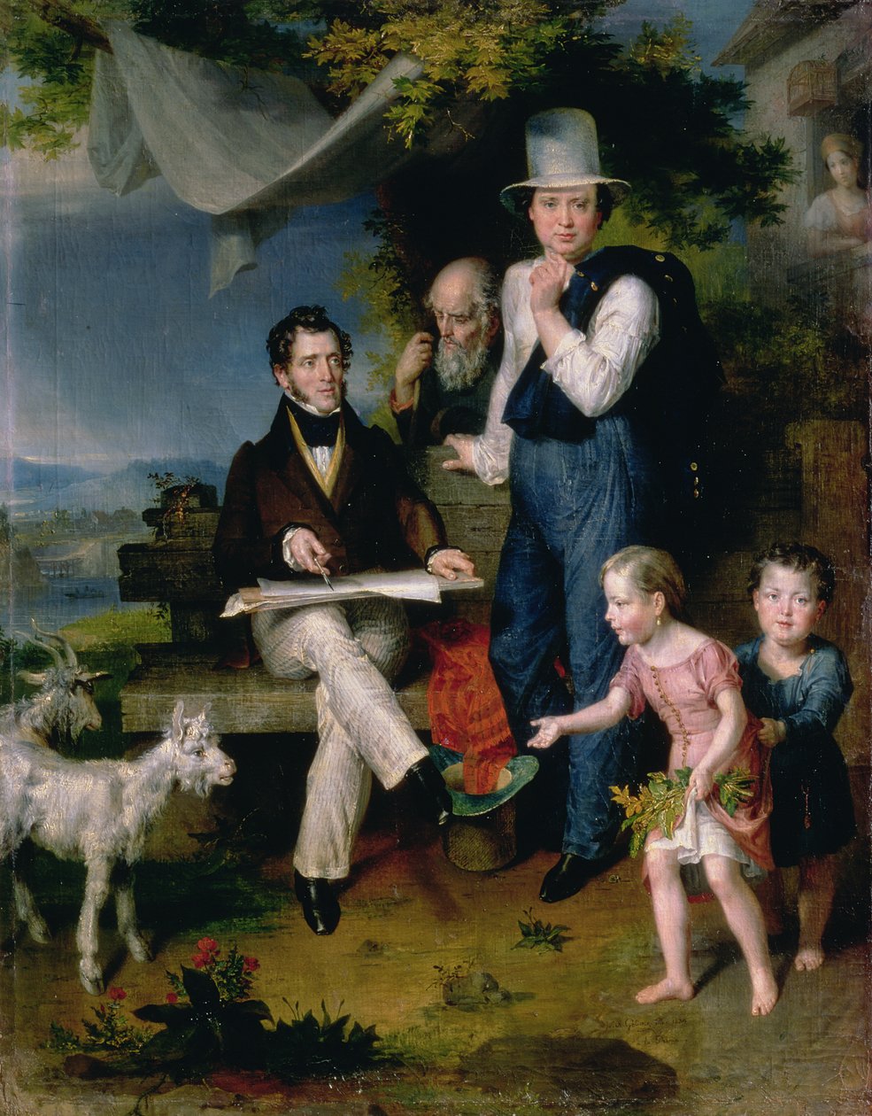 Retrato de grupo incluindo o artista George Dawe (1781-1829) e um auto-retrato, 1834 de Vasili Aleksandrovich Golike