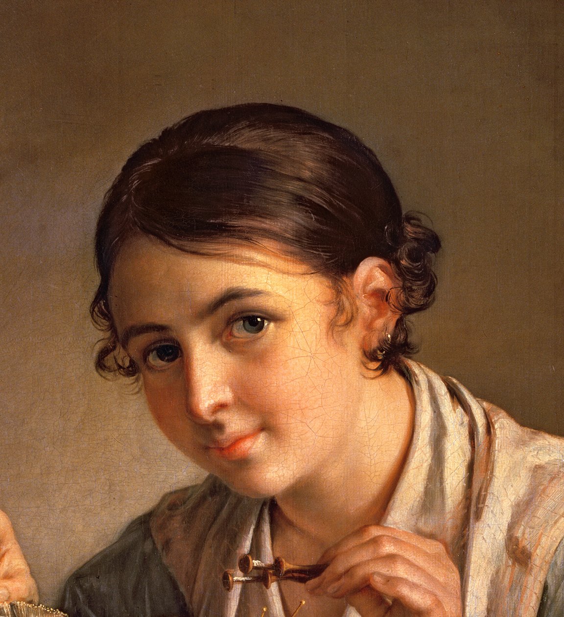 O Lacemaker, 1823 (detalhe de 41740) de Vasili Andreevich Tropinin