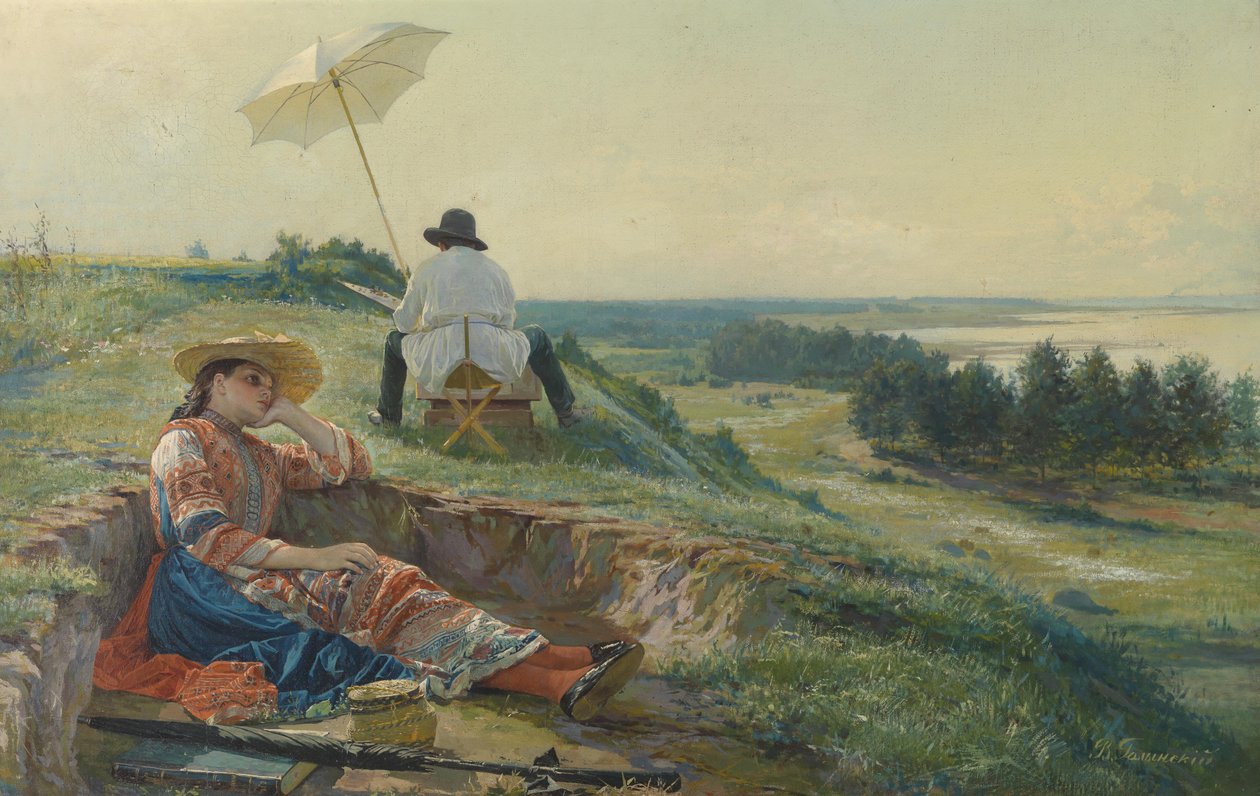 Um dia quente de verão (o artista no trabalho) de Vasili Andreyevich Golynsky