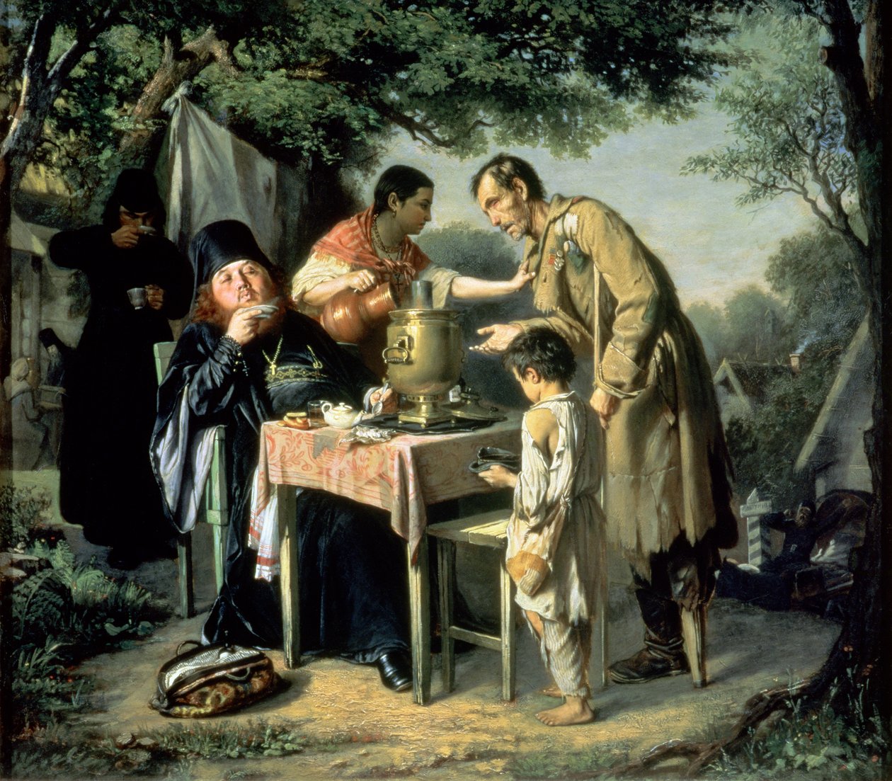 Beber chá em Mytishchi, perto de Moscou, 1862 de Vasili Grigorevich Perov
