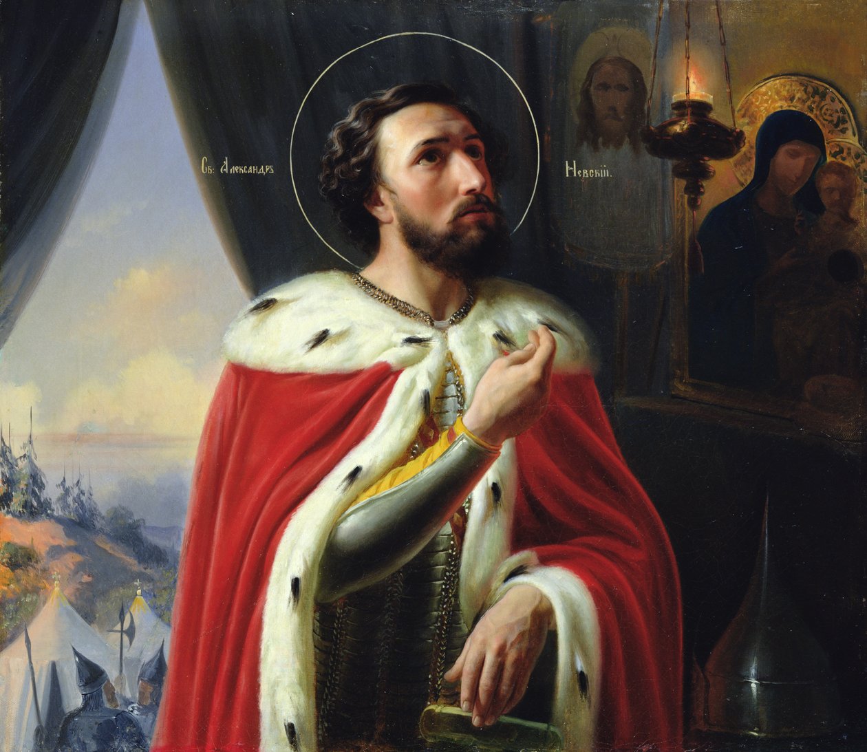 Alexander Nevsky, Duque de Novgorod, grão-duque de Vladimir de Vasili Kuzmich Shebuev