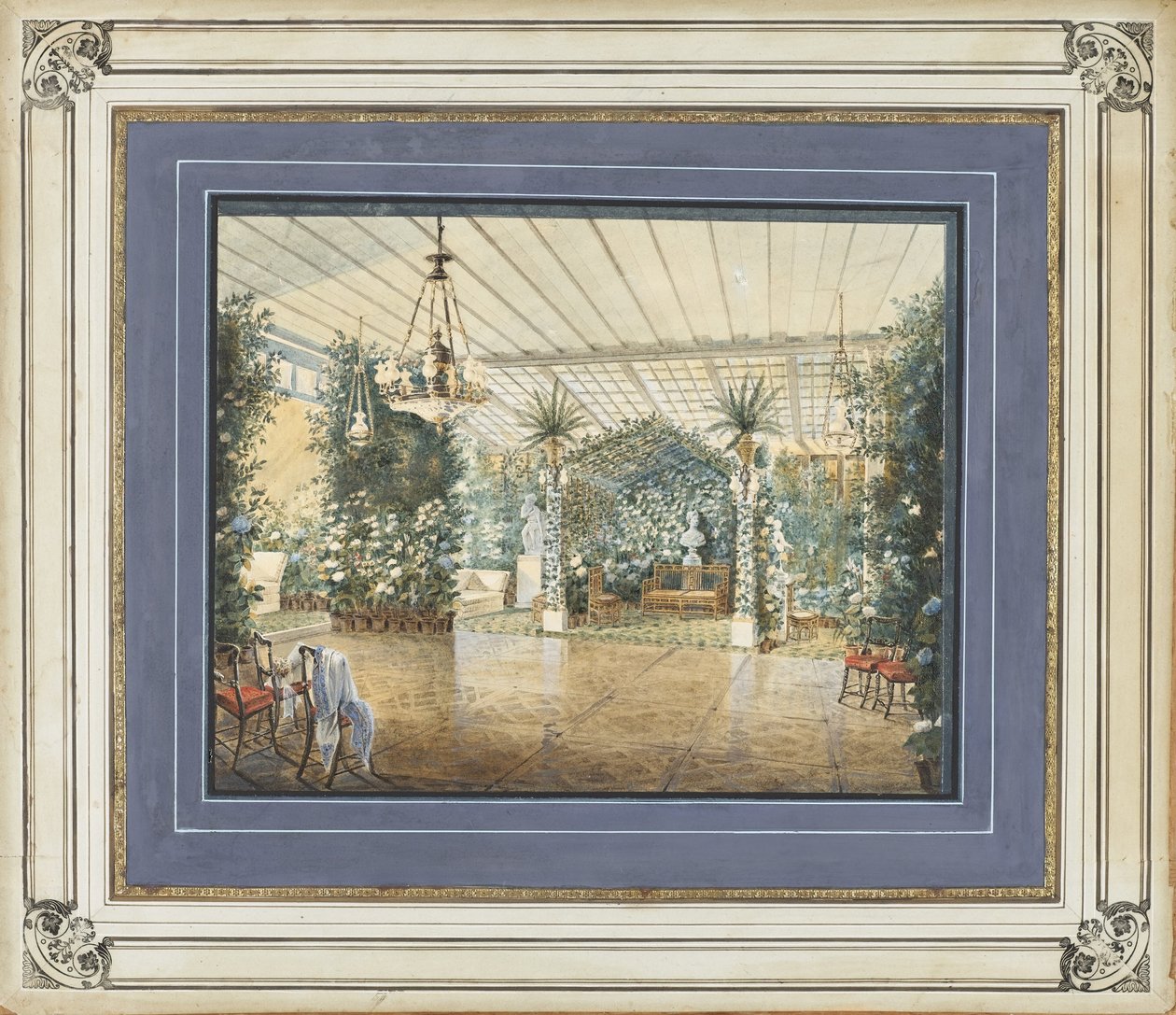 Um jardim de inverno russo de Vasili Semenovich Sadovnikov