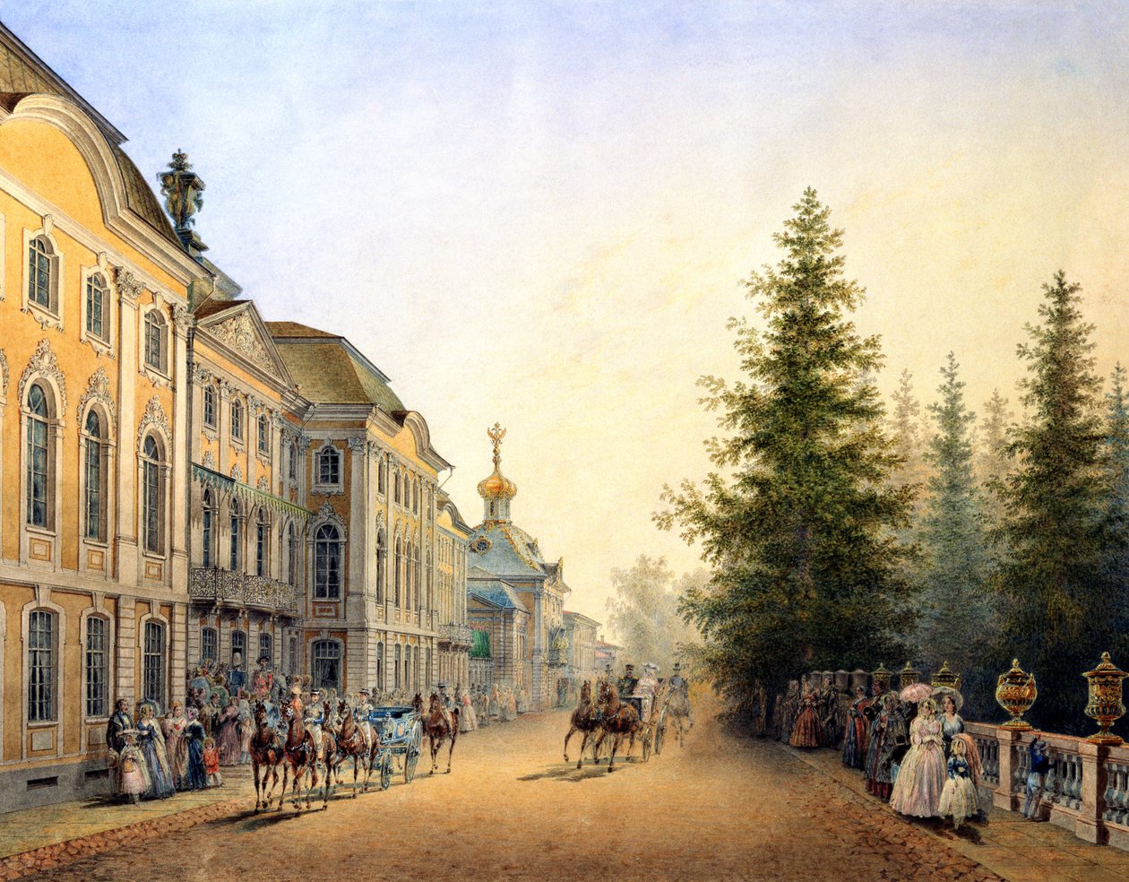 Partida do Tribunal na Entrada Principal do Grande Palácio, 1852 de Vasili Semenovich Sadovnikov