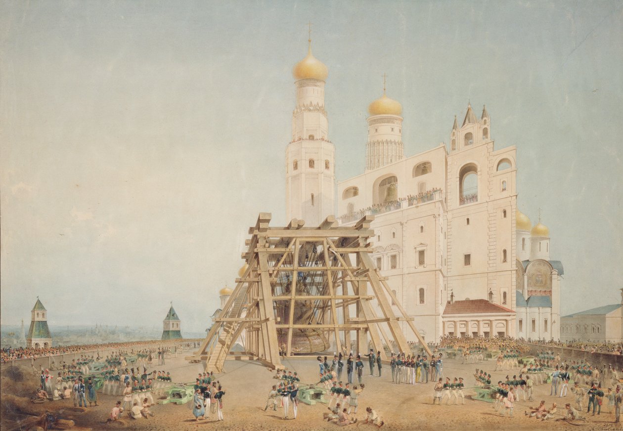 Levantamento do czar-sino no Kremlin de Moscou em 1836, 1839 de Vasili Semenovich Sadovnikov