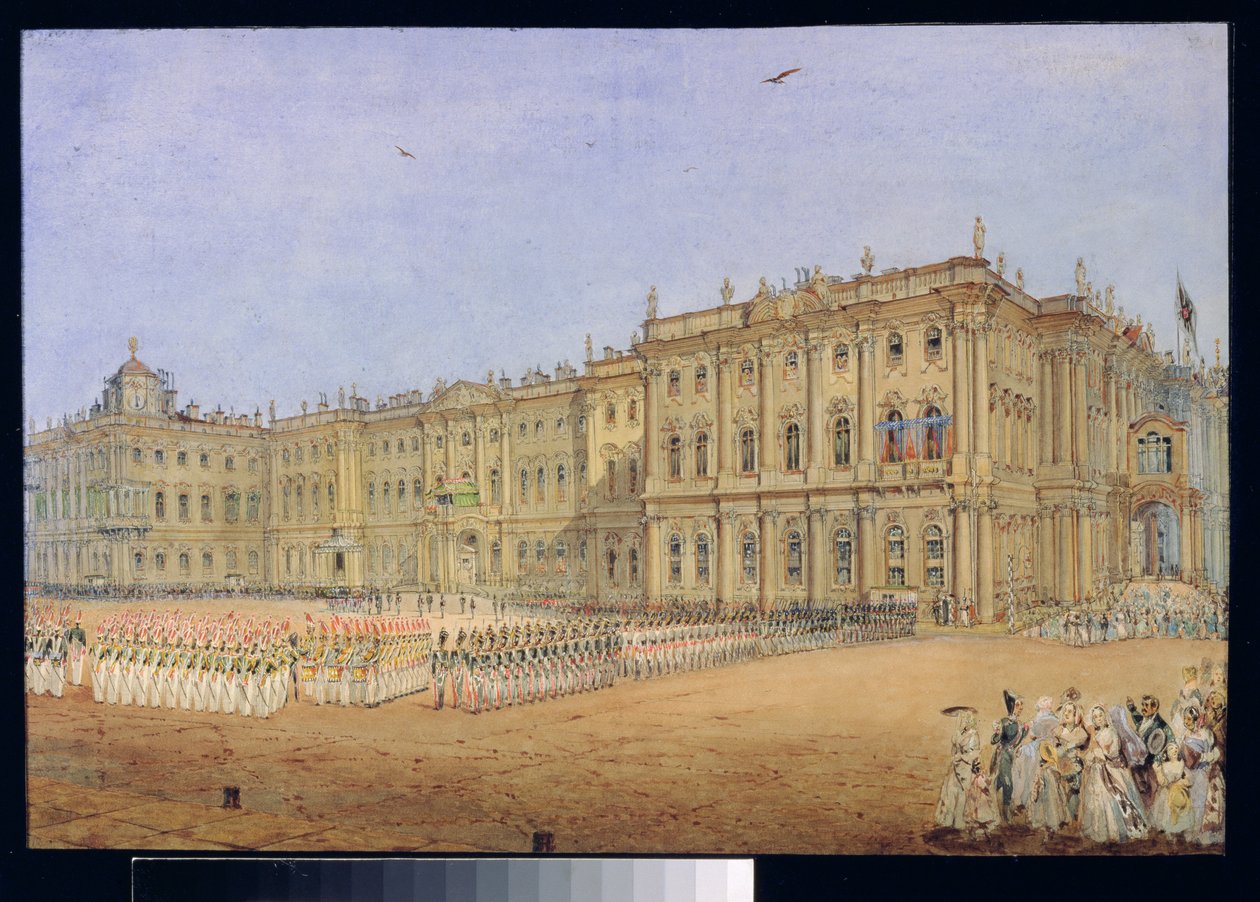 Resenha no Palácio de Inverno em São Petersburgo, década de 1840 de Vasili Semenovich Sadovnikov