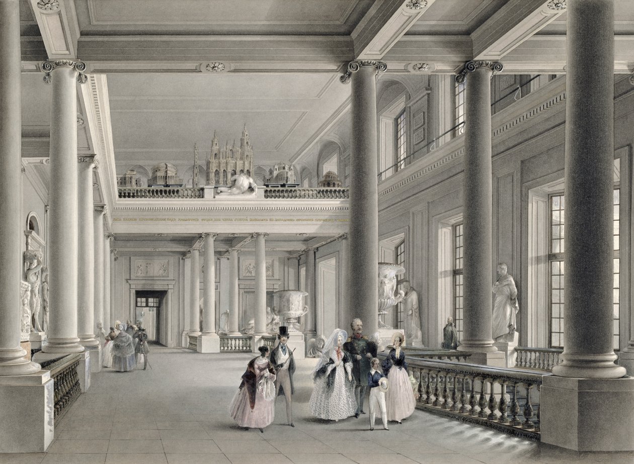 O hall de entrada superior da Academia de Belas Artes de São Petersburgo, 1838 de Vasili Semenovich Sadovnikov