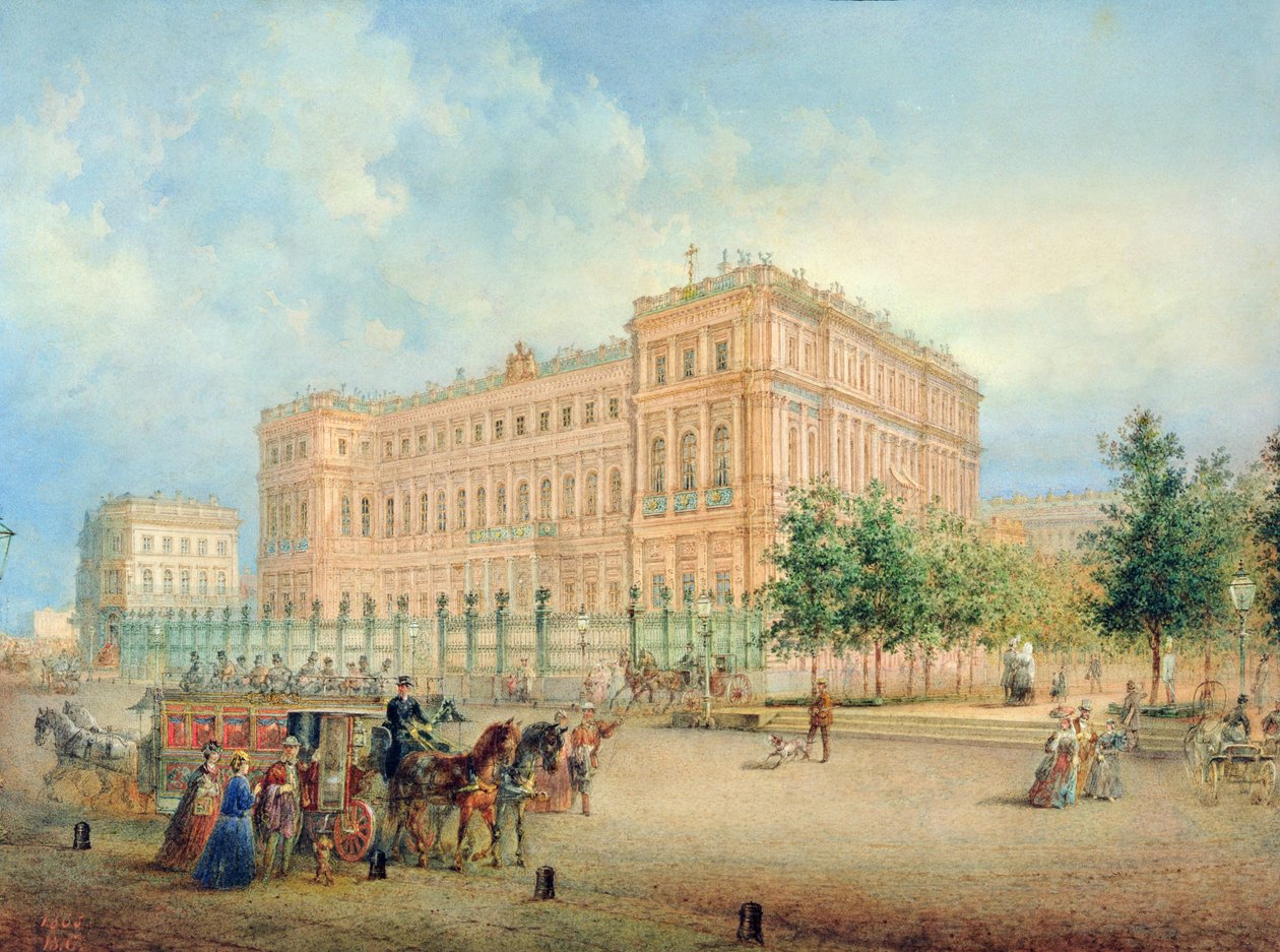 Vista do Palácio Nikolayevsky, São Petersburgo, 1868 de Vasili Semenovich Sadovnikov