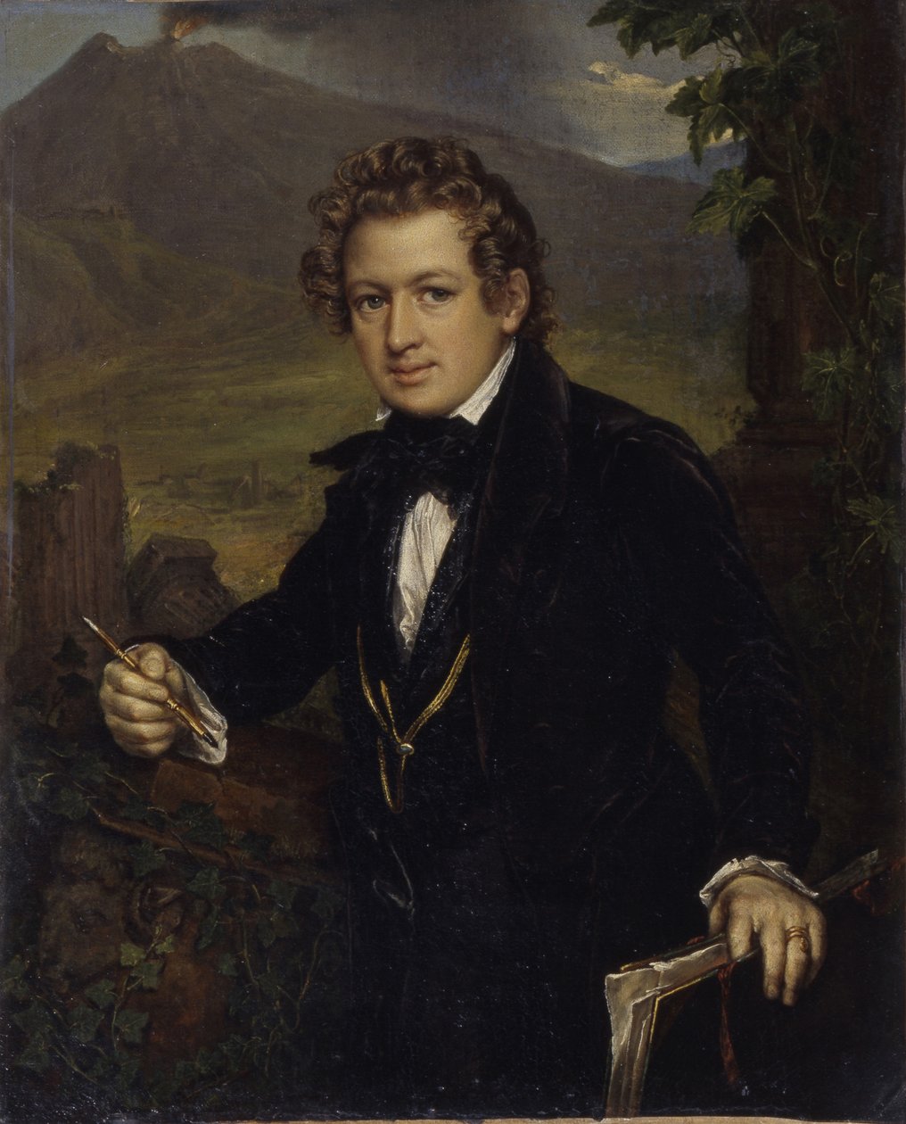 Retrato do pintor Karl Pavlovich Bryullov 1799-1852, 1836 de Vasili Andreevich Tropinin